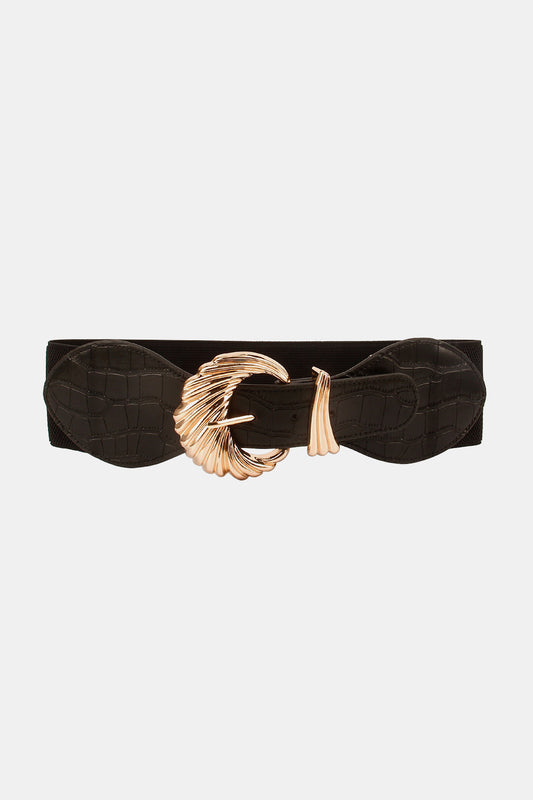 Shell Alloy Buckle Elastic Belt Black One Size