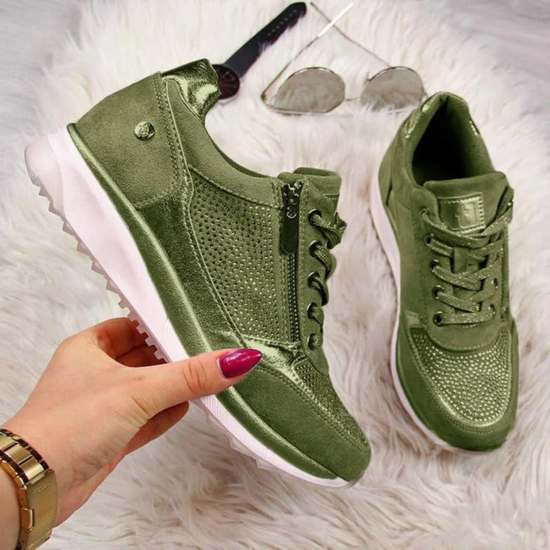 Women's Thick-Soled Dad Shoes | Casual Solid Color Sponge Cake Heel Sneakers green