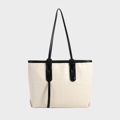 PU Leather Tote Bag Ivory One Size