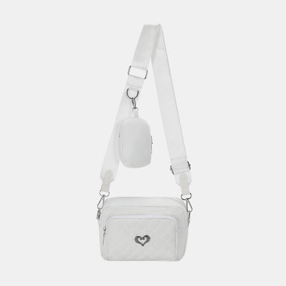 PU Leather Adjustable Strap Crossbody Bag White One Size