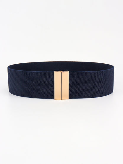 Alloy Buckle Elastic Belt Dark Navy One Size