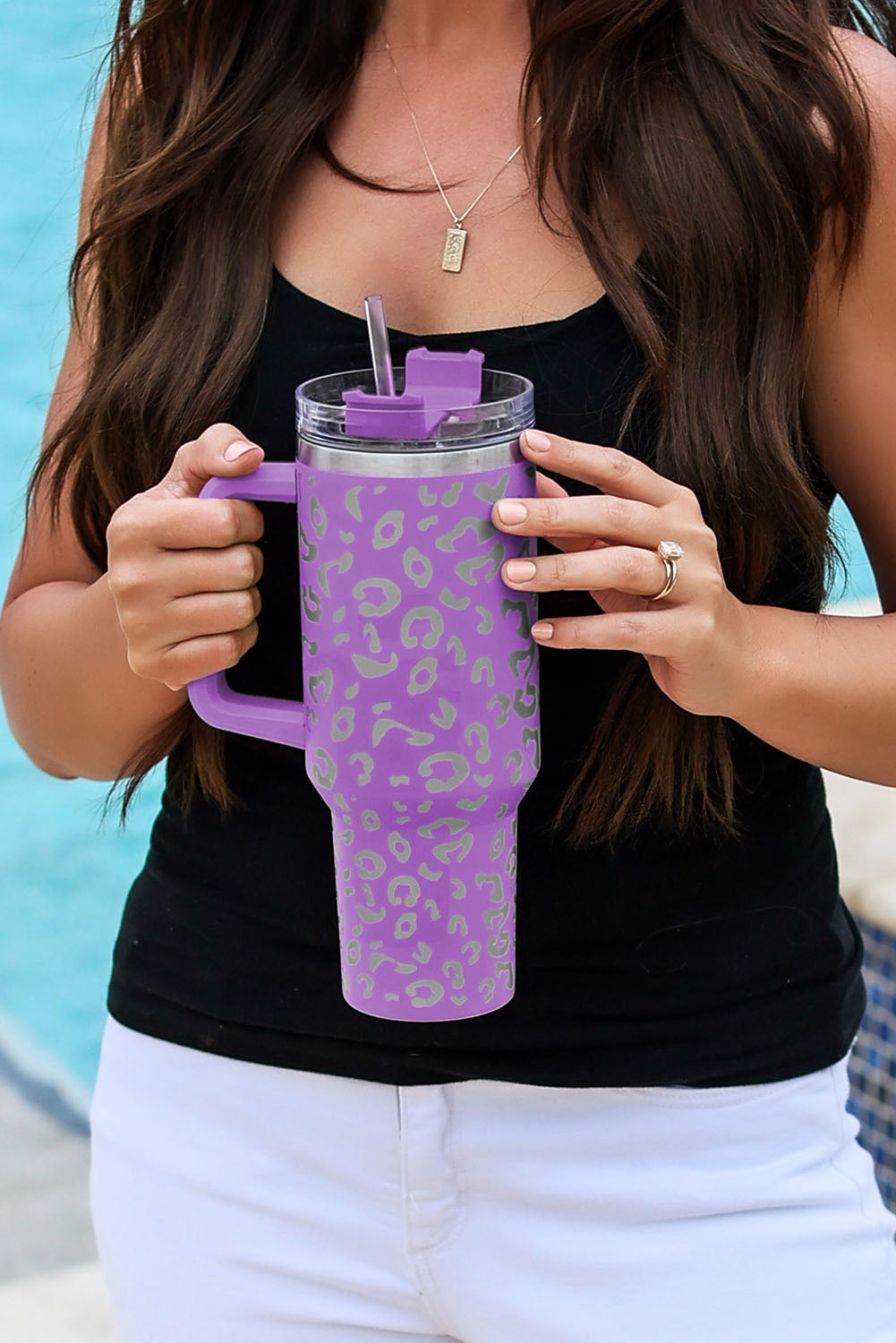 Purple Leopard Spotted 304 Stainless Double Insulated Cup 40oz