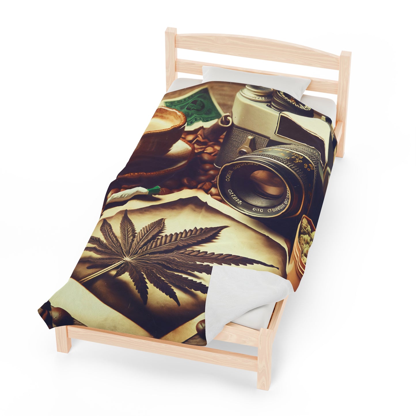 Coffee, Weed and Photography Vibes - Velveteen Plush Blanket