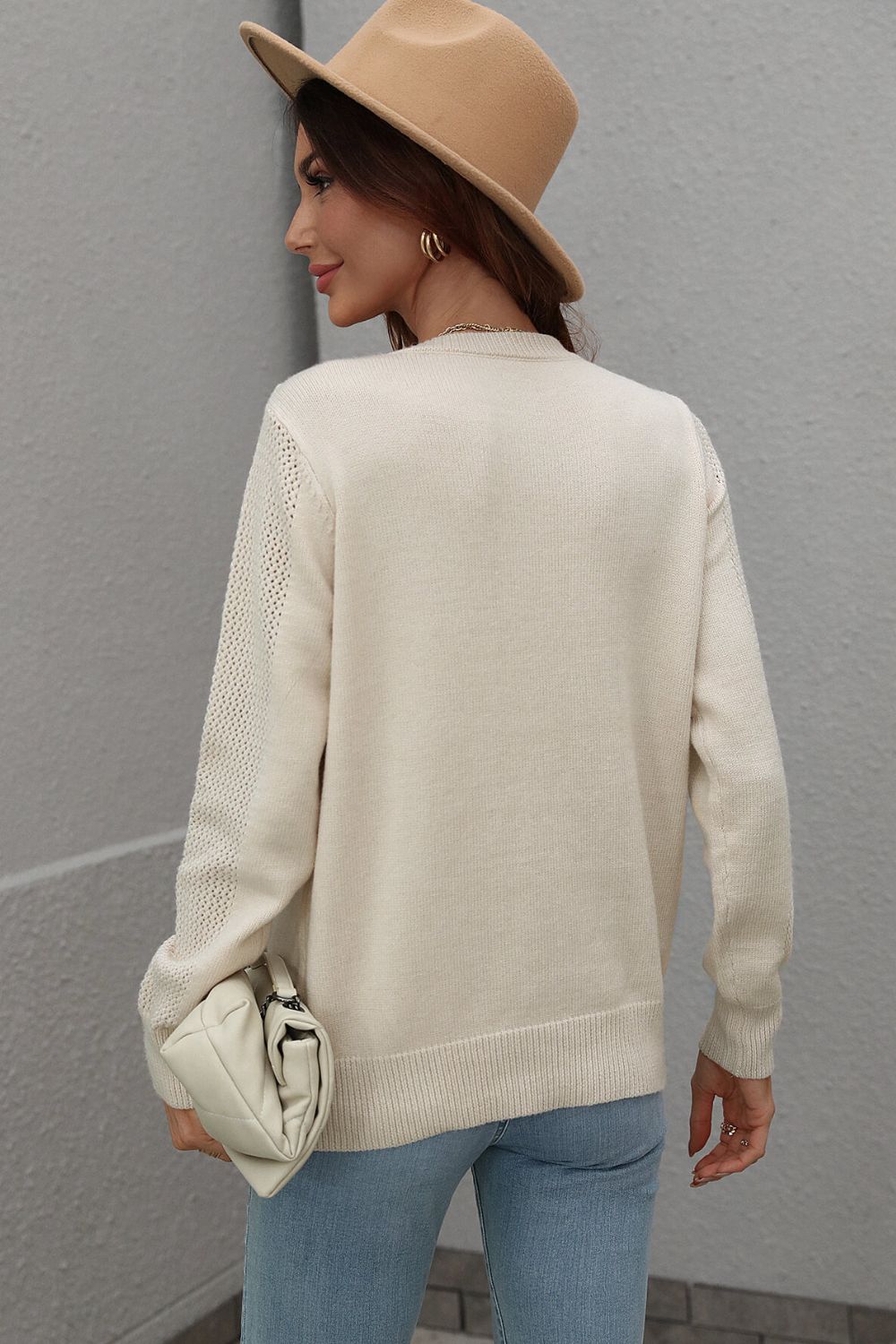 Fringe Detail Ribbed Trim Sweater