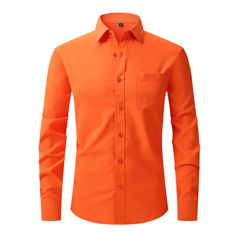 Men's Business Casual Long Sleeve Shirt W79fluorescent orange