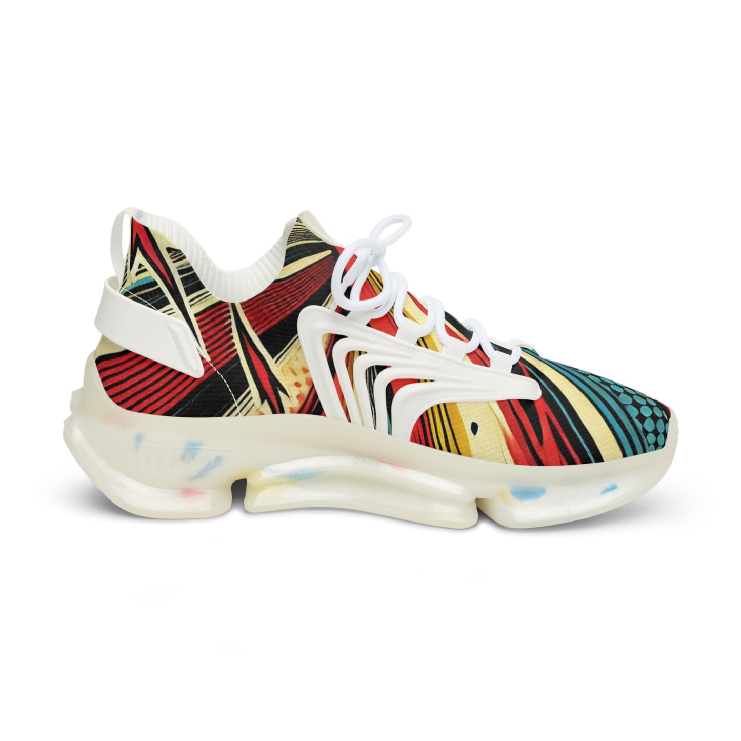 Sneakers, Dynamic Comic Pattern, Men's Shoes, Graphic Print, Red Black Yellow, Athletic Footwear