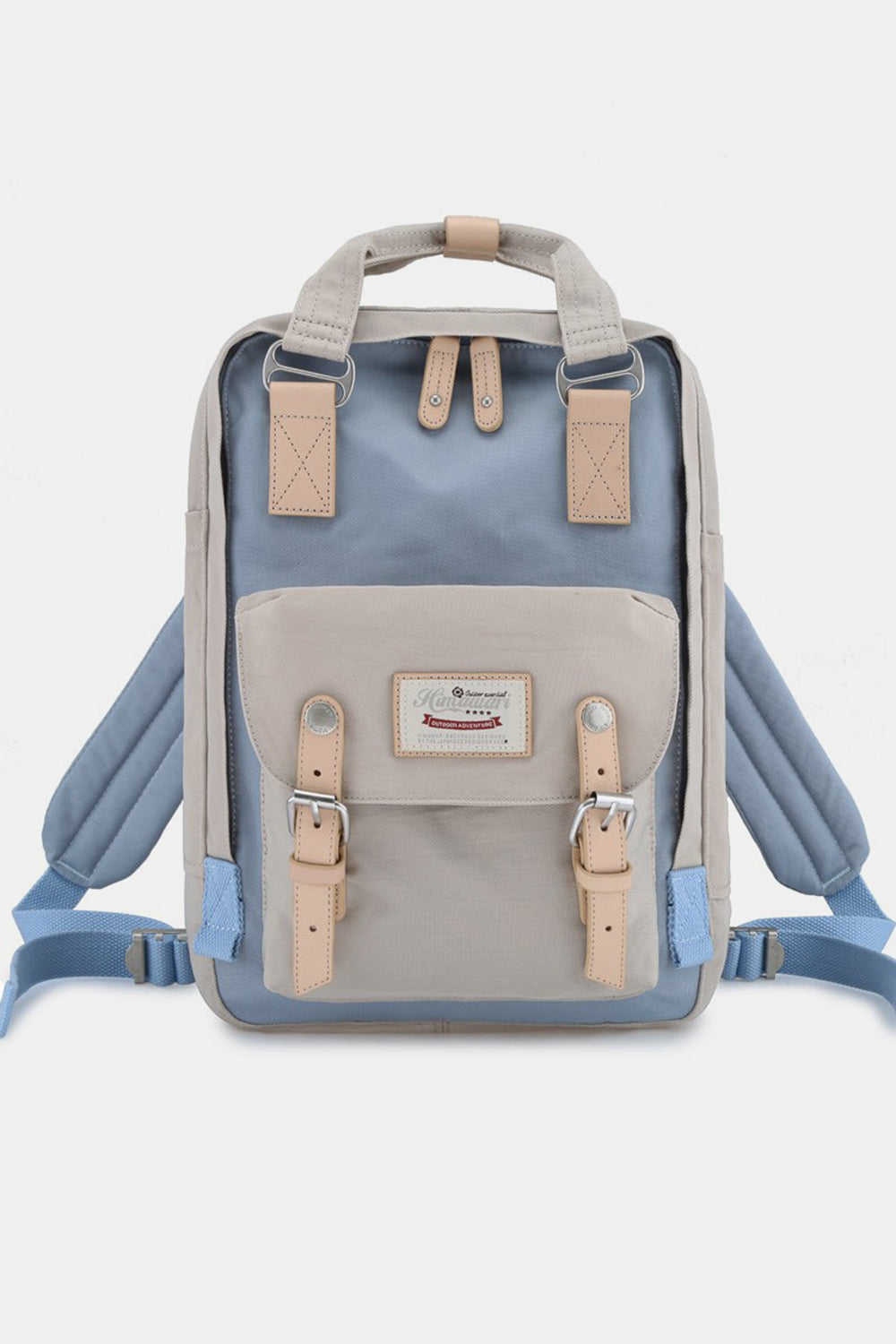 Himawari Contrast Waterproof Nylon Backpack Bag Blue Ivory One Size