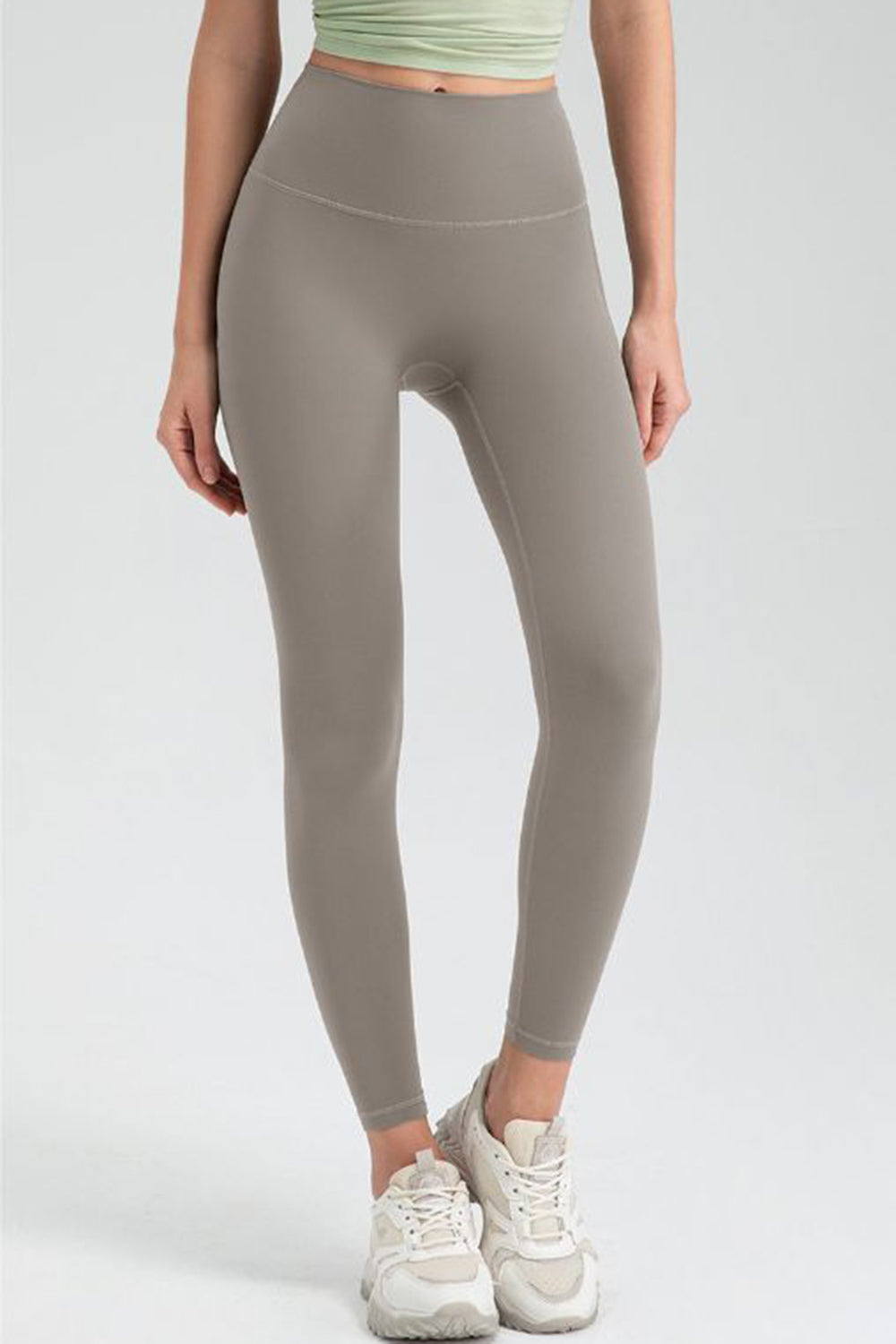 Wide Waistband High Waist Sport Leggings Khaki