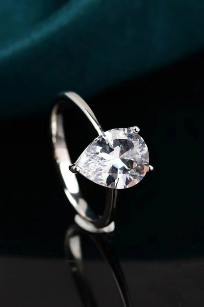 Classic Teardrop 2 Carat Moissanite Ring