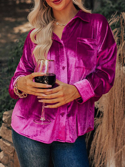 Button Down Collared Shirt Hot Pink