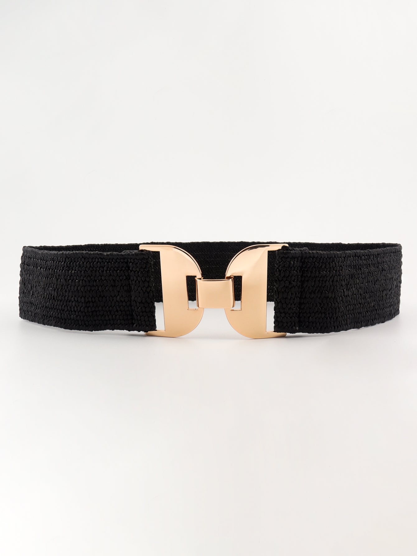 Alloy Buckle Elastic Belt Black One Size