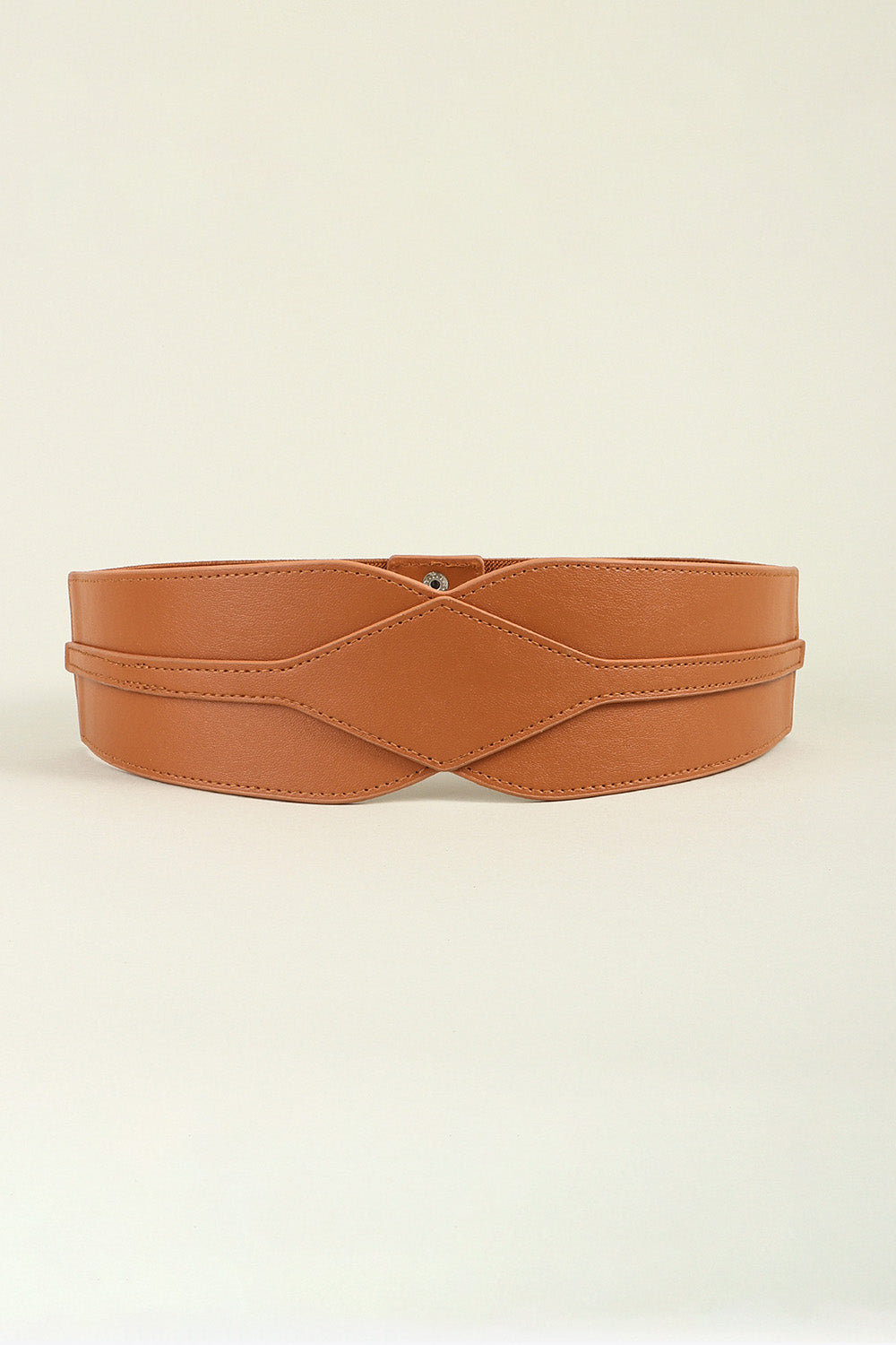 Elastic Wide PU Belt Caramel One Size