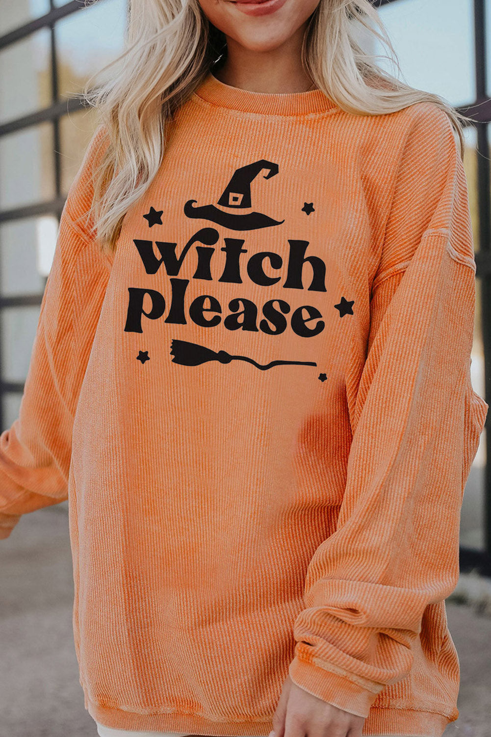 WITCH PLEASE Graphic Dropped Shoulder Sweatshirt Sherbet