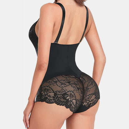 Full Size Lace V-Neck Spaghetti Strap Shaping Bodysuit