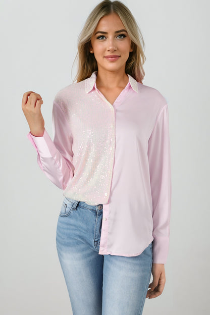 Sequin Long Sleeve Shirt