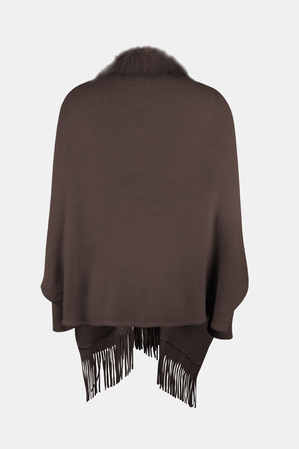 Fringe Open Front Long Sleeve Poncho - Thandynie