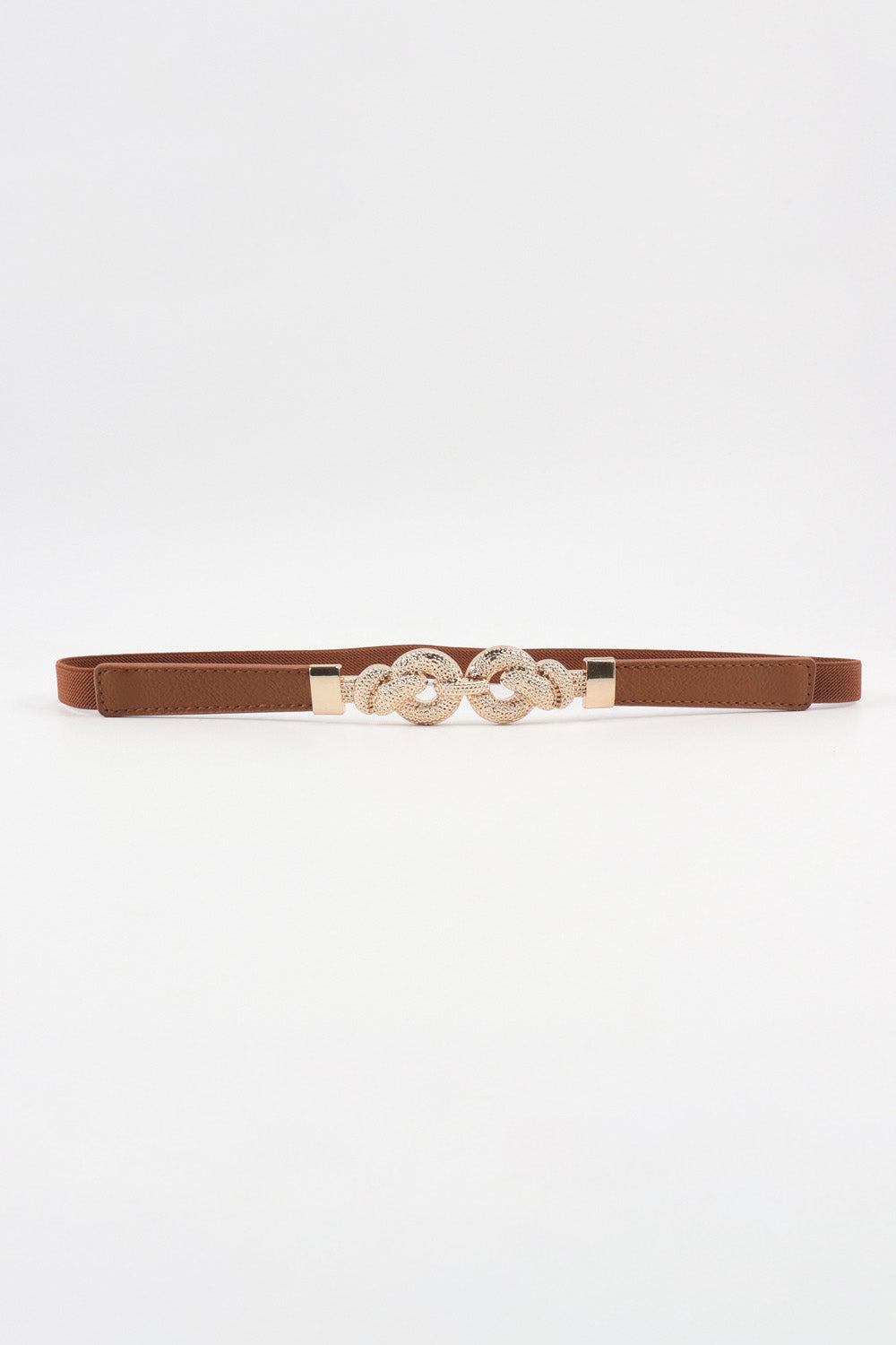 Zinc Alloy Buckle PU Leather Belt Caramel One Size