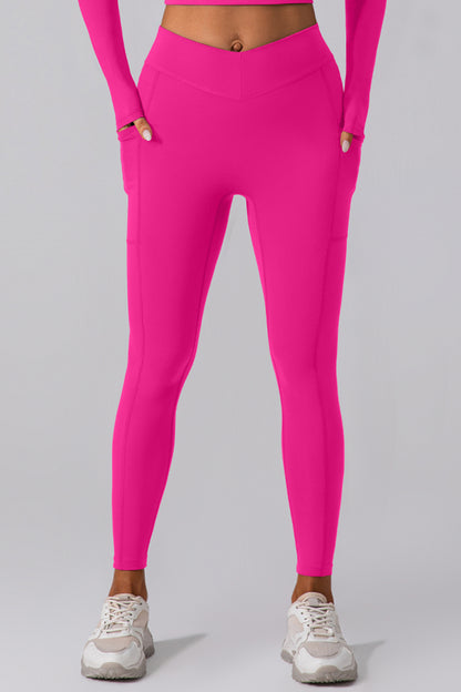 High Waist Active Leggings with Pockets Hot Pink