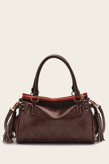 PU Leather Handbag Mocha One Size