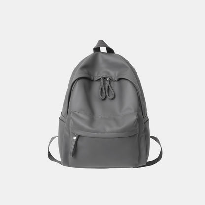 PU Leather Zip Backpack Bag Dark Gray One Size