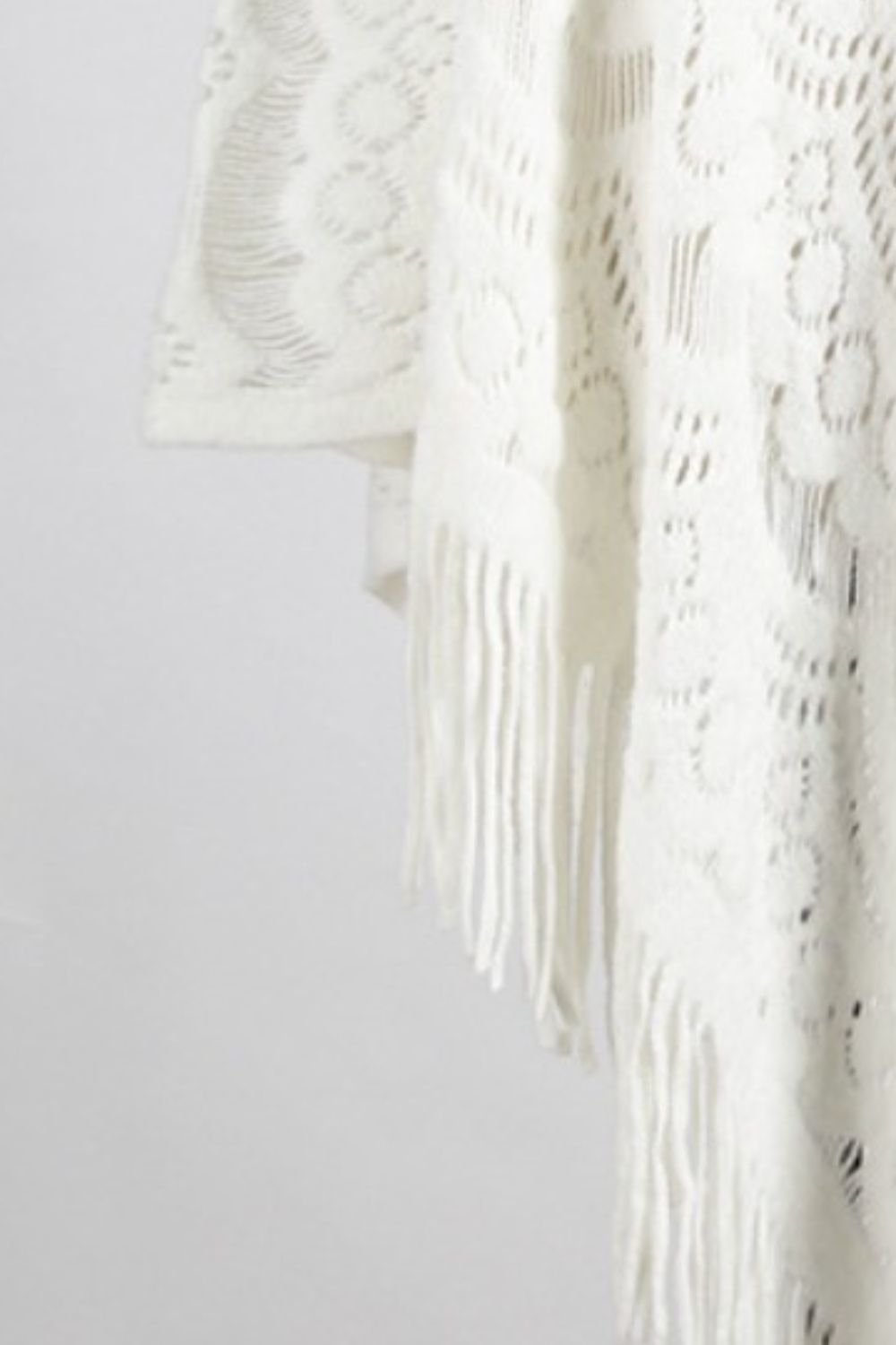 Fringe Openwork Surplice Cape Sleeve Poncho - Thandynie