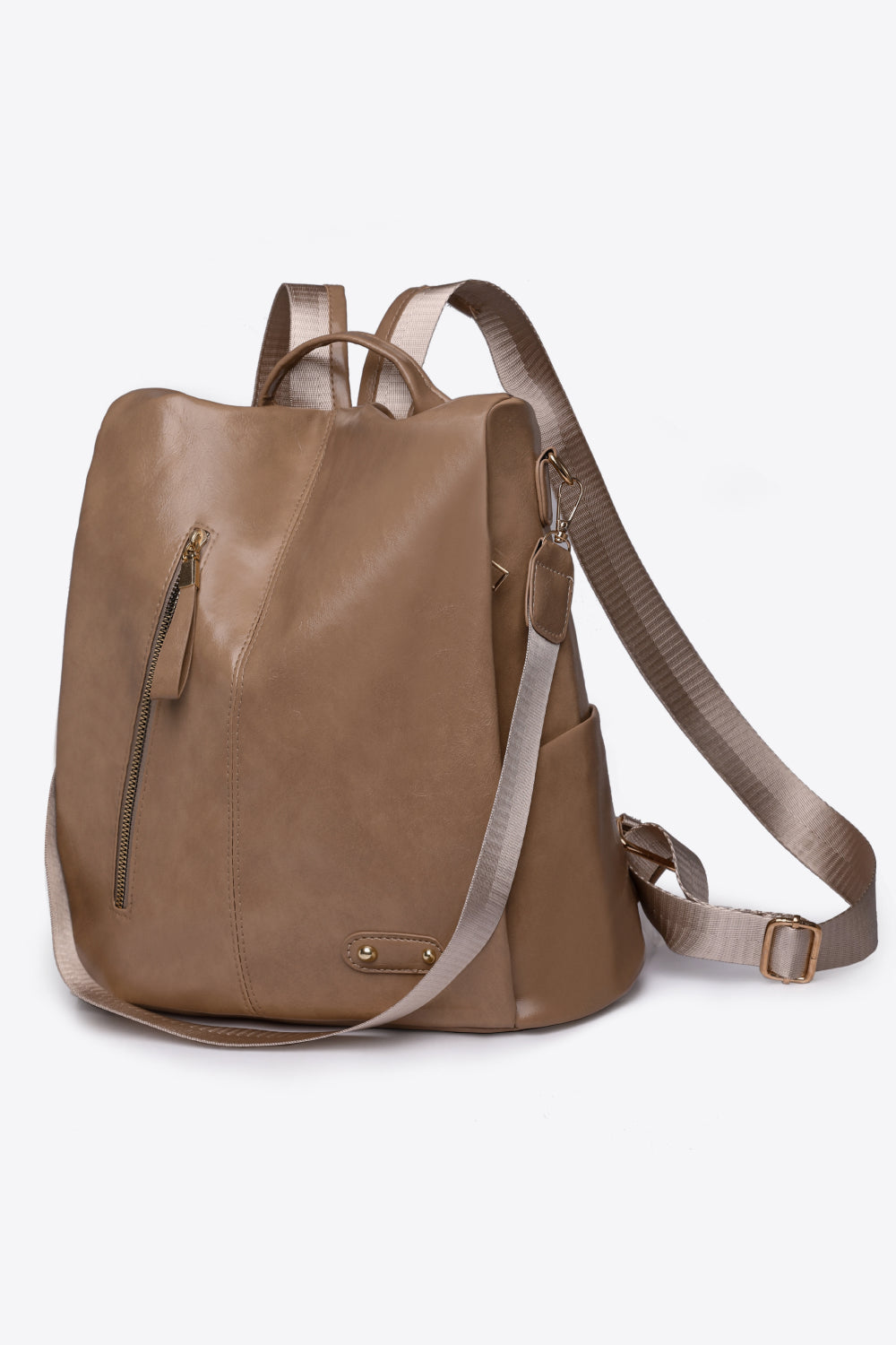 Zipper Pocket Backpack Mocha One Size