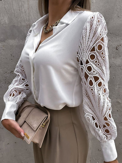 Long Lantern Sleeve Shirt White