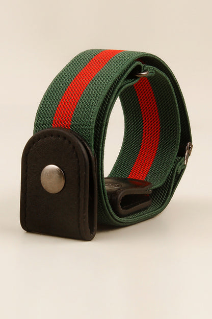 PU Elastic Snap Closure Belt Red Green One Size