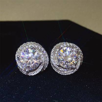 6 Carat Moissanite 925 Sterling Silver Earrings Silver One Size