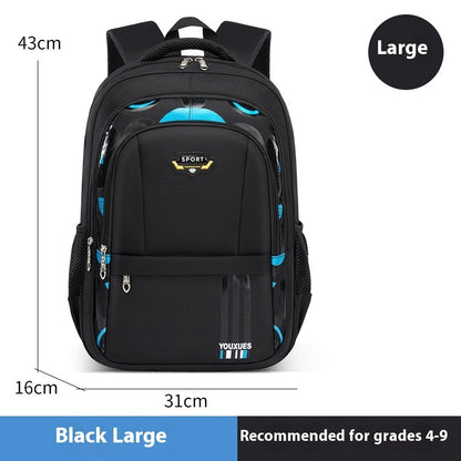 Simple Waterproof Multi-compartment Large Capacity Backpack Printed Sport Large Black