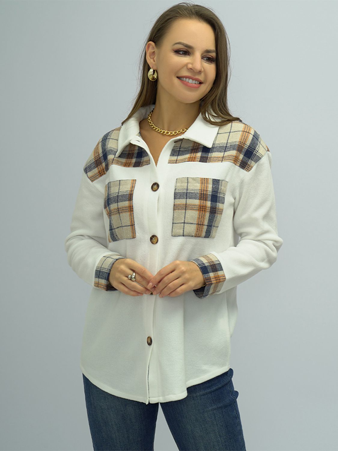 Plaid Dropped Shoulder Shirt