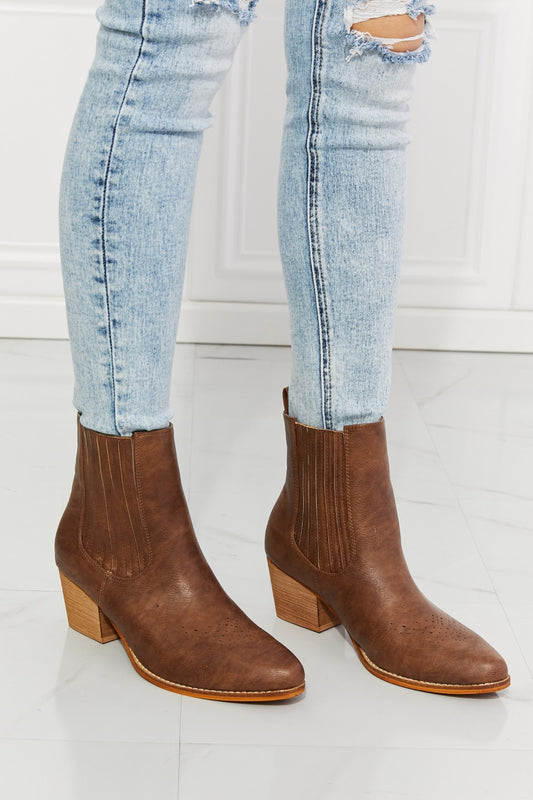 MMShoes Love the Journey Stacked Heel Chelsea Boot in Chestnut Brown
