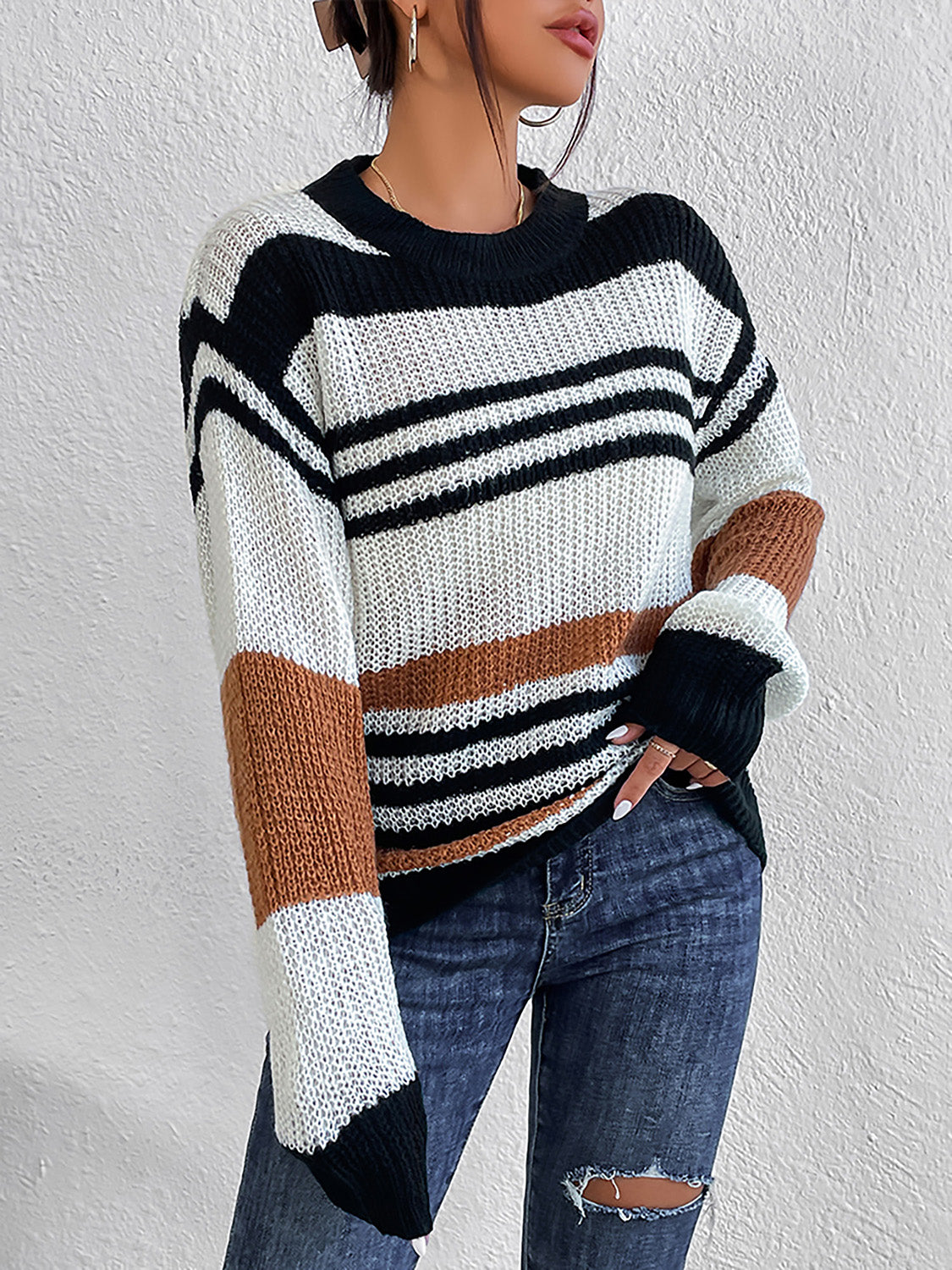 Striped Round Neck Sweater