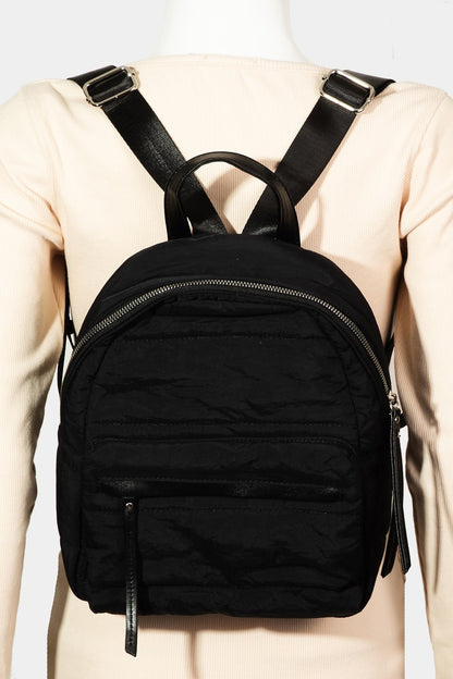 Fame Adjustable Strap Nylon Backpack Bag Black One Size