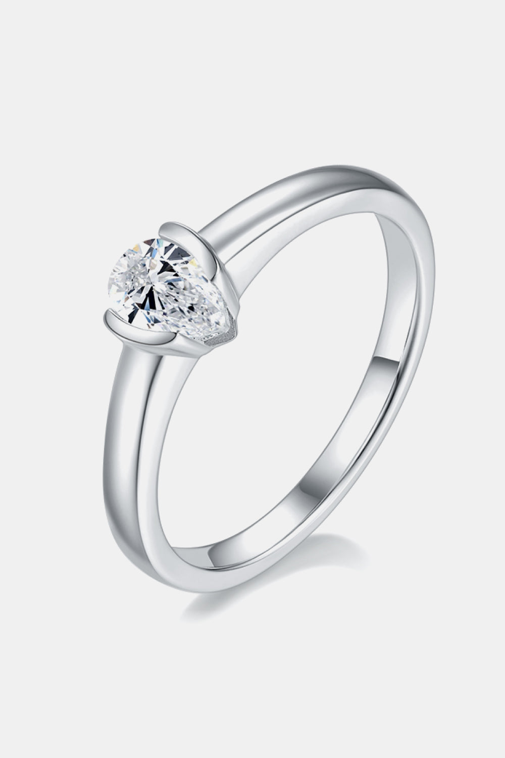 Moissanite 925 Sterling Silver Solitaire Ring Pear