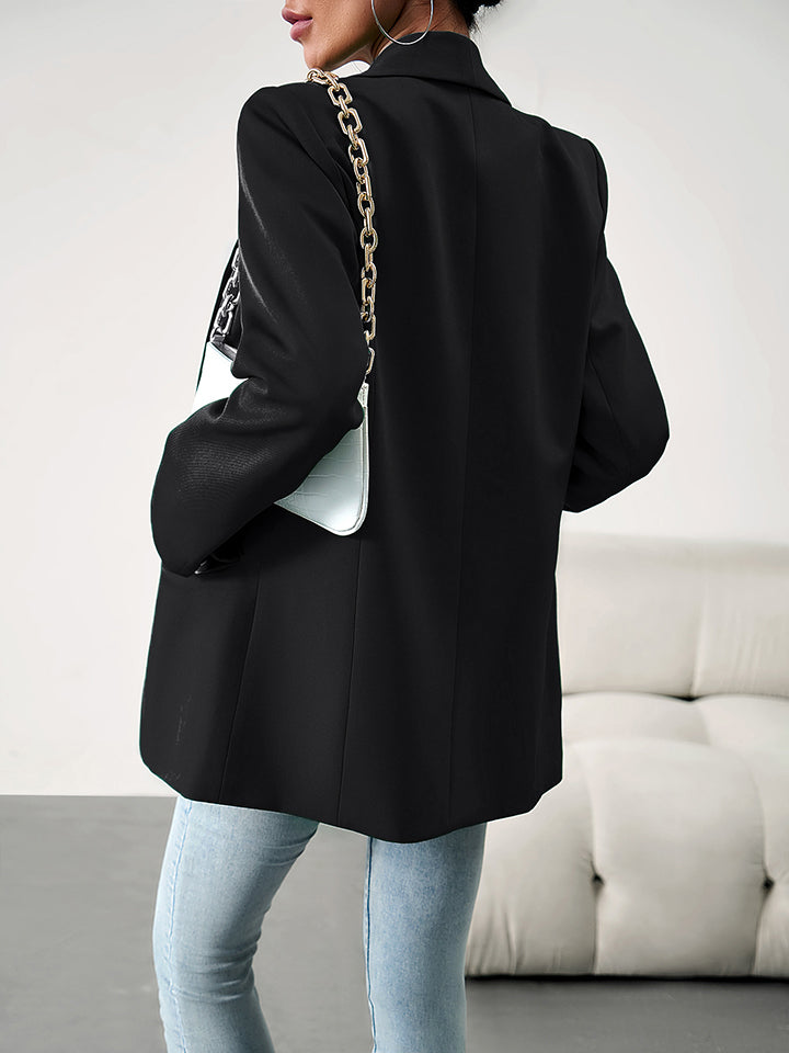 Lapel Collar Long Sleeve Blazer - Thandynie