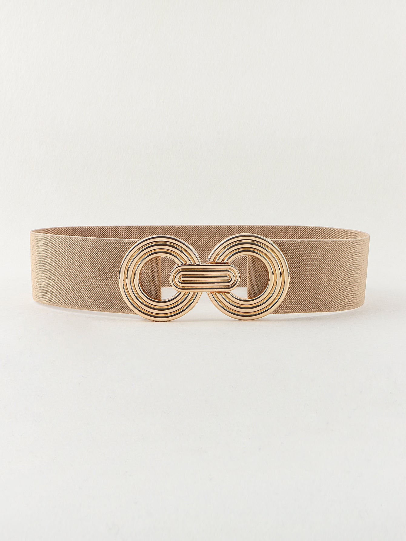 Geometric Buckle Elastic Wide Belt Khaki One Size