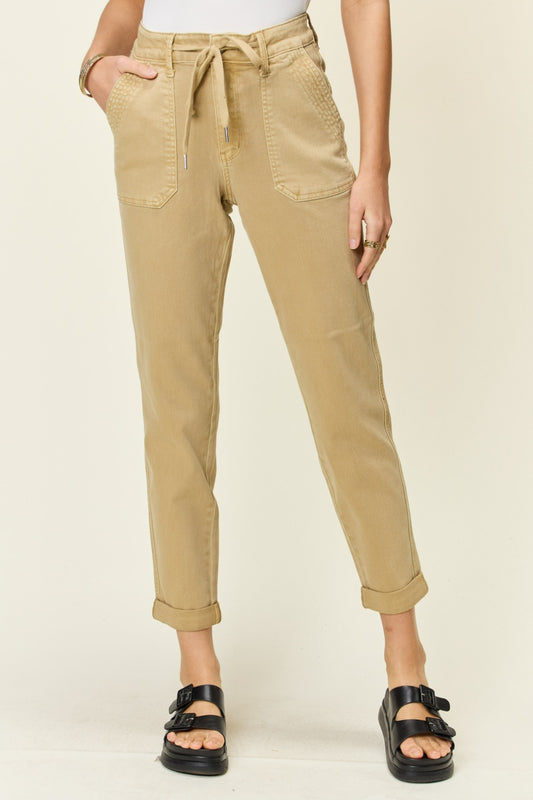 Judy Blue Full Size High Waist Jogger Jeans Khaki