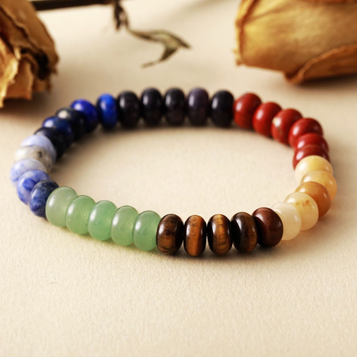 Contrast Natural Stone Bead Bracelet Style A One Size