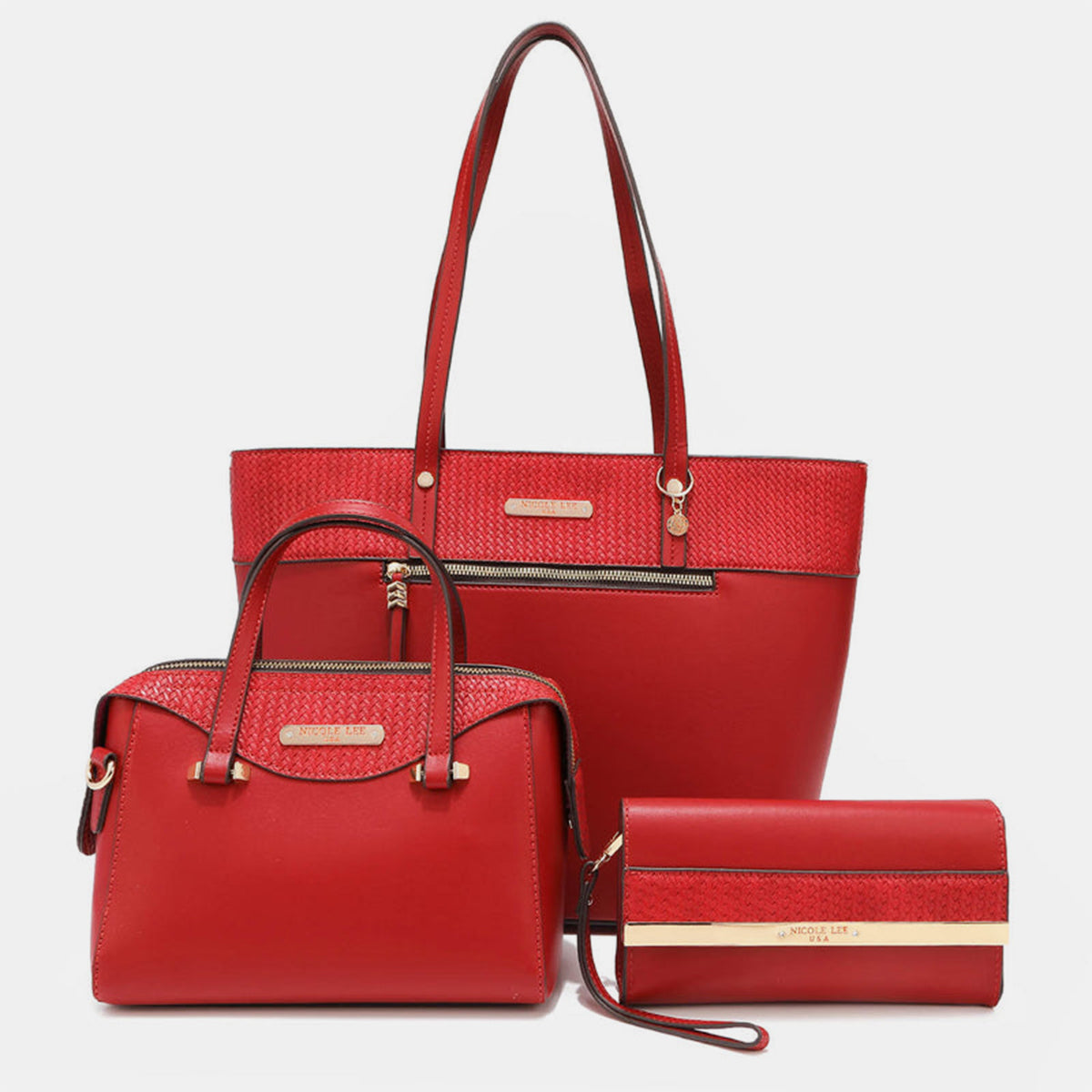 Nicole Lee USA 3-Piece Handbag Set Red One Size