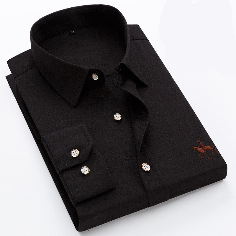 Men Fashion Long Sleeve Shirt Casual Black