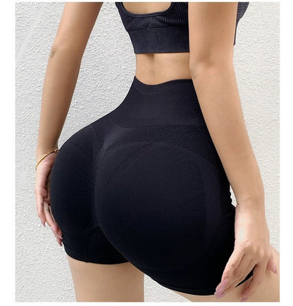 Fitness Yoga Shorts Pants Butt Lifting Seamless Leggings Women Gym Black