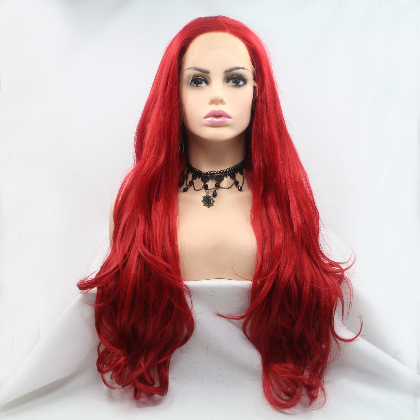 13*3" Lace Front Wigs Synthetic Long Wavy 24" 130% Density Red One Size