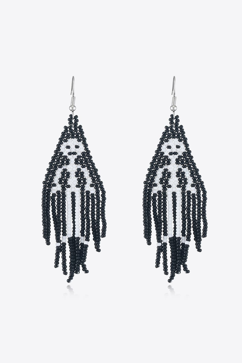 Beaded Dangle Earrings Black One Size