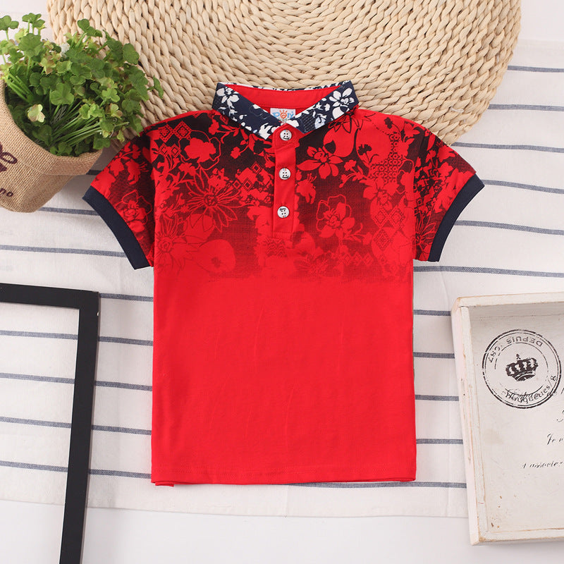 Kids' Short Sleeve Cotton Shirt | Boys' Solid Color Moisture-Wicking Polo 1red