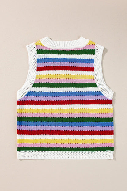 Contrast Round Neck Sweater Vest