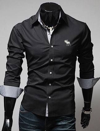 Men's Moose Elk Stitch Shirt - Unique Wildlife Design Black