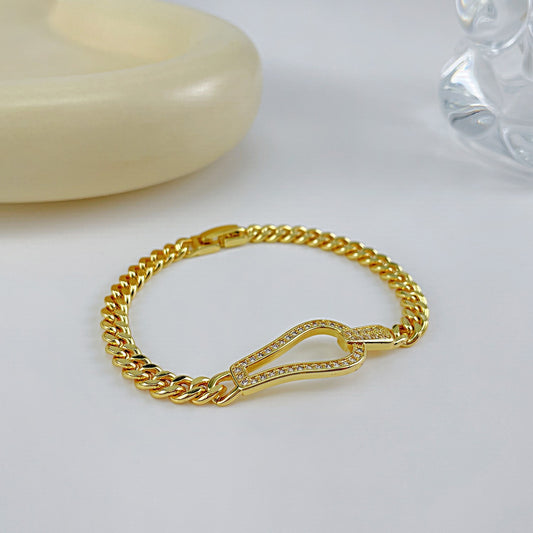 Gold-Plated Inlaid Zircon Bracelet Gold One Size