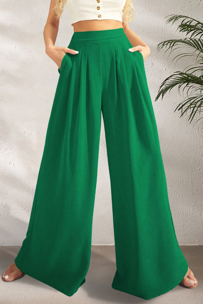 High Waist Wide Leg Pants Green