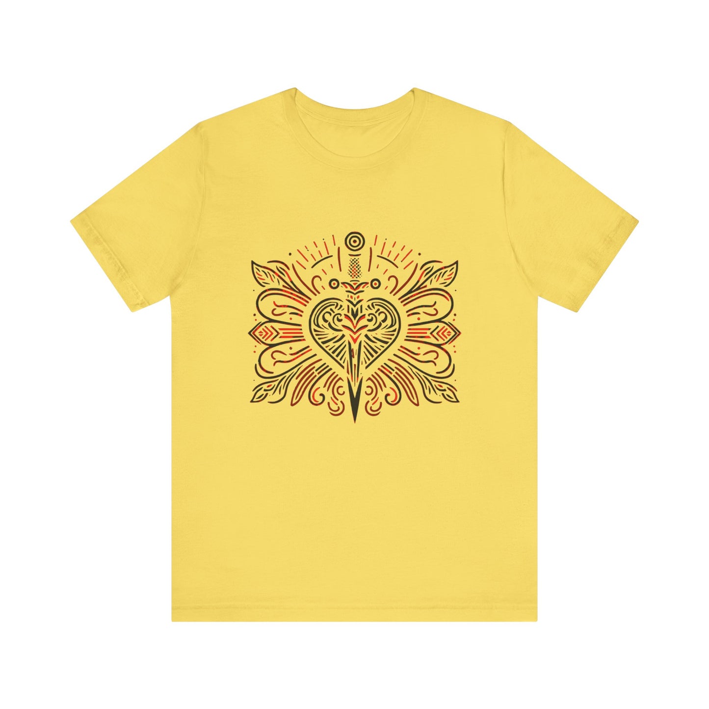 Erzulie Dantor Symbol T-Shirt, Loa Voodoo Tee, Haitian Vodou Shirt, African Religion Top, Ethical Fashion, Durable Clothing Maize Yellow